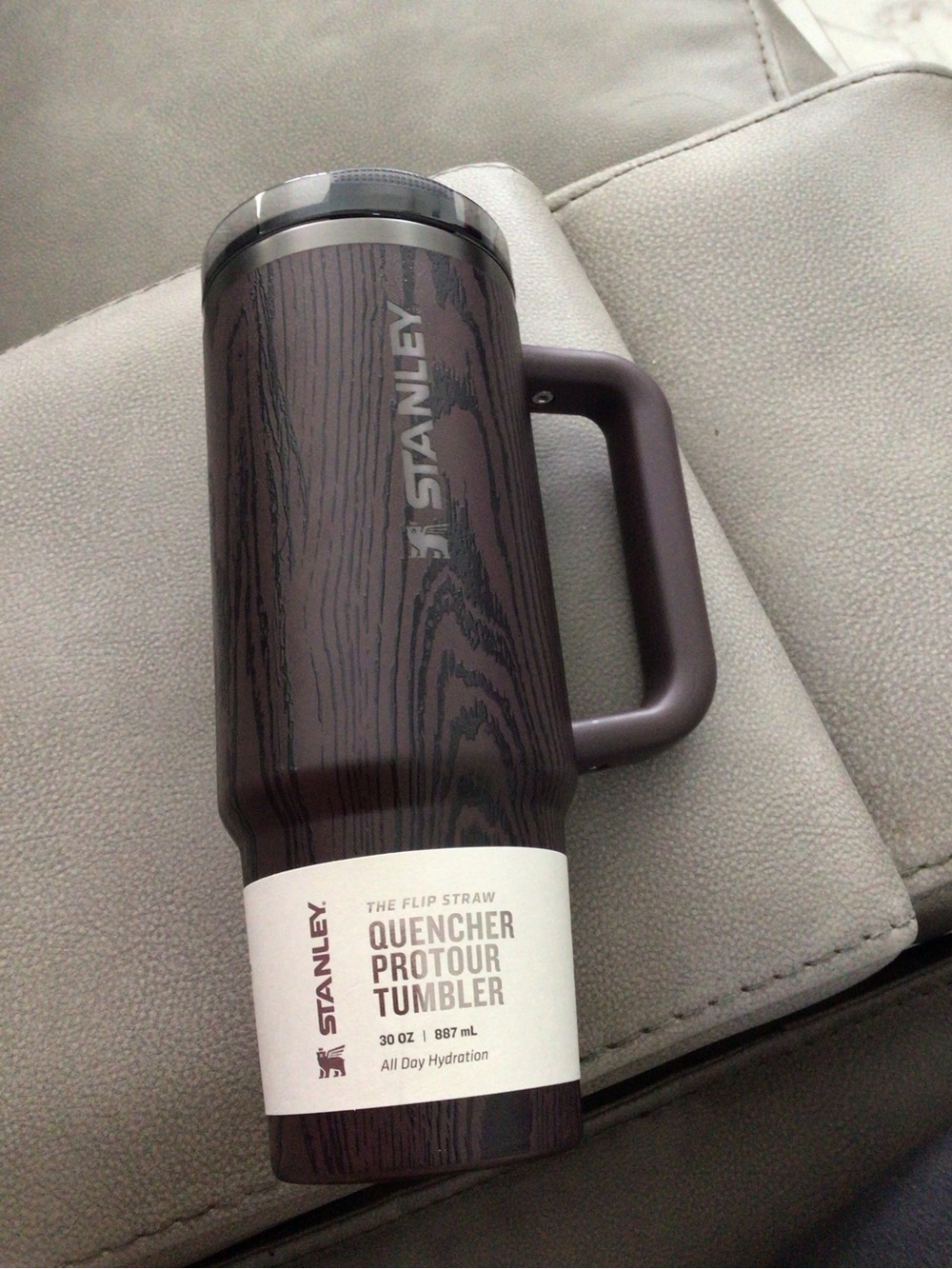 Stanley Dark Brown Woodgrain Quencher Tumbler with Handle